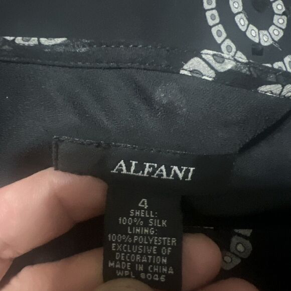 Vtg ALFANI Black Silk Ruffle Sequin Fit & Flare Skirt Size 4 Fairy Whimsygoth - Picture 7 of 8